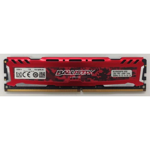 Озу Crucial DDR4 16GB 2400Mhz Ballistix Sport LT Red (BLS16G4D240FSE) (Восстановлено продавцом, 884781) купить в Украине: Киев, Днепр, Харьков, Одесса  | Проверка совместимости, низкая цена, отзывы, характеристики от TELEMART фото