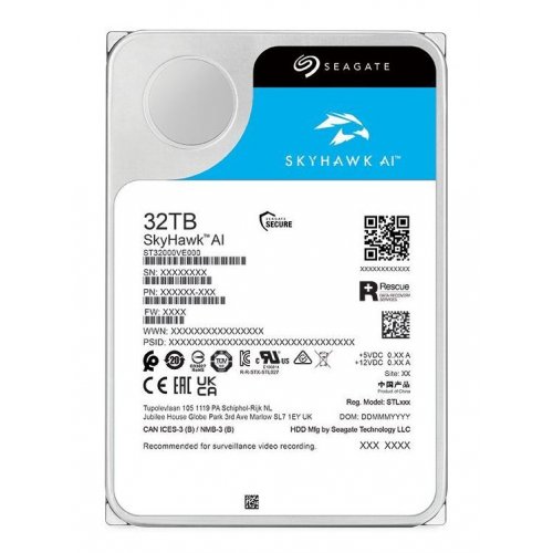 Жесткий диск Seagate SkyHawk AI 32TB 512MB 3.5" (ST32000VE000) купить в Украине: Киев, Днепр, Харьков, Одесса  | Проверка совместимости, низкая цена, отзывы, характеристики от TELEMART фото