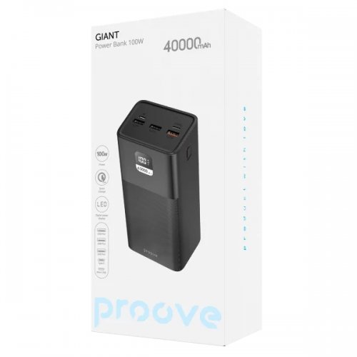 Powerbank Proove Giant 40000mAh 100W (PBGI99320001) Black купити в Україні: Київ, Львів, Хмельницький, Тернопіль, Івано-Франківськ | Низька ціна, відгуки, характеристики від TELEMART фото