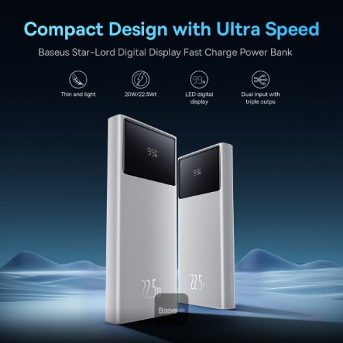 Powerbank Baseus Star Lord 10000mAh 22.5W (PPXJ100002) White купить в Украине: Киев, Днепр, Харьков, Одесса  | Низкая цена, отзывы, характеристики от TELEMART фото