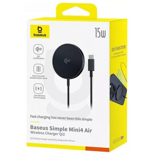 Беспроводное зарядное устройство Baseus Simple Mini4 Air Magnetic Wireless 15W (P10278200111-00) Black купить в Украине: Киев, Днепр, Харьков, Одесса  | Низкая цена, отзывы, характеристики от TELEMART фото