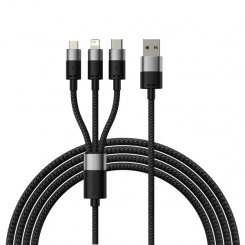 Кабель Baseus StarSpeed 3 in 1 USB to Lightning/USB Type-C/MicroUSB 1.2m (CAXS000001) Black