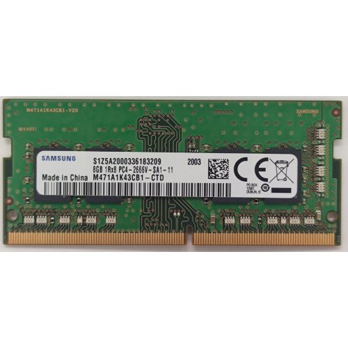Озп Samsung SODIMM DDR4 8GB 2666Mhz (M471A1K43CB1-CTD) (Відновлено продавцем, 885064) купити в Україні: Київ, Львів, Хмельницький, Тернопіль, Івано-Франківськ | Перевірка сумісності, низька ціна, відгуки, характеристики від TELEMART фото
