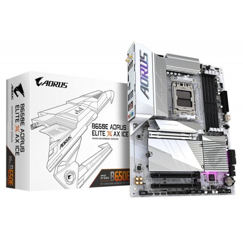Материнская плата Gigabyte B650E AORUS ELITE X AX ICE (sAM5, AMD B650) (Восстановлено продавцом, 885071) купить в Украине: Киев, Днепр, Харьков, Одесса  | Проверка совместимости, низкая цена, отзывы, характеристики от TELEMART фото