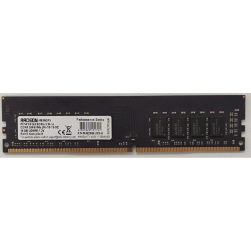 Озп AMD DDR4 16GB 2666Mhz Radeon R7 Performance (R7416G2606U2S-U) (Відновлено продавцем, 885078) купити в Україні: Київ, Львів, Хмельницький, Тернопіль, Івано-Франківськ | Перевірка сумісності, низька ціна, відгуки, характеристики від TELEMART фото