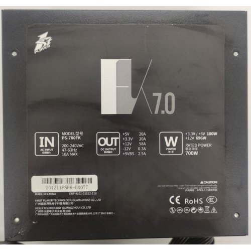 Блок живлення 1stPlayer 700W (PS-700FK) (Відновлено продавцем, 885080) купити в Україні: Київ, Львів, Хмельницький, Тернопіль, Івано-Франківськ | Перевірка сумісності, низька ціна, відгуки, характеристики від TELEMART фото
