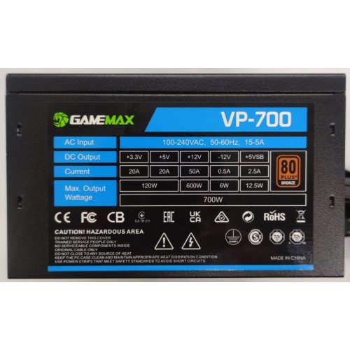 Блок питания GAMEMAX VP-700 700W (VP-700) (Восстановлено продавцом, 885232) купить в Украине: Киев, Днепр, Харьков, Одесса  | Проверка совместимости, низкая цена, отзывы, характеристики от TELEMART фото