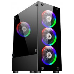 Корпус 1stPlayer Rainbow V2-A-4R1 Color LED без БЖ Black (Відновлено продавцем, 885251)