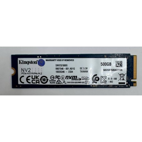 Ssd-диск Kingston NV2 3D NAND 500GB M.2 (2280 PCI-E) NVMe x4 (SNV2S/500G) (Восстановлено продавцом, 885382) купить в Украине: Киев, Днепр, Харьков, Одесса  | Проверка совместимости, низкая цена, отзывы, характеристики от TELEMART фото