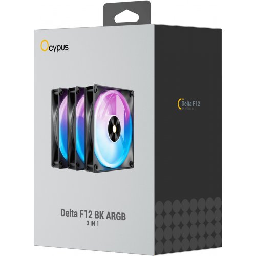 Набор кулеров для корпуса Ocypus Delta F12 ARGB 3 in 1 (DELTA-F12-BK3AM00X-GL) Black купить в Украине: Киев, Днепр, Харьков, Одесса  | Проверка совместимости, низкая цена, отзывы, характеристики от TELEMART фото