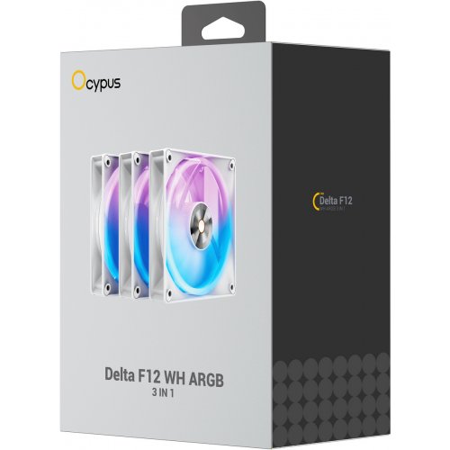 Набор кулеров для корпуса Ocypus Delta F12 ARGB 3 in 1 (DELTA-F12-WH3AM00X-GL) White купить в Украине: Киев, Днепр, Харьков, Одесса  | Проверка совместимости, низкая цена, отзывы, характеристики от TELEMART фото
