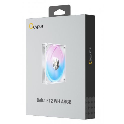 Кулер для корпуса Ocypus Delta F12 ARGB (DELTA-F12-WH1AM00X-GL) White купить в Украине: Киев, Днепр, Харьков, Одесса  | Проверка совместимости, низкая цена, отзывы, характеристики от TELEMART фото