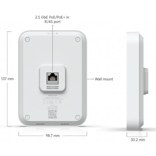Wi-Fi точка доступу Ubiquiti U7 In-Wall (U7-IW) купити в Україні: Київ, Львів, Хмельницький, Тернопіль, Івано-Франківськ | Низька ціна, відгуки, характеристики від TELEMART фото