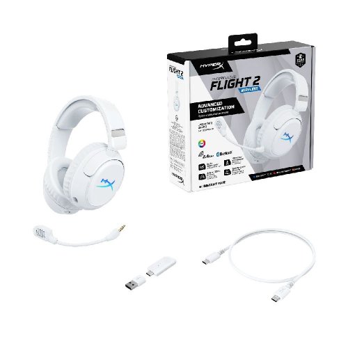 Наушники HyperX Cloud Flight 2 Wireless (B5VC5AA) White купить в Украине: Киев, Днепр, Харьков, Одесса  | Низкая цена, отзывы, характеристики от TELEMART фото