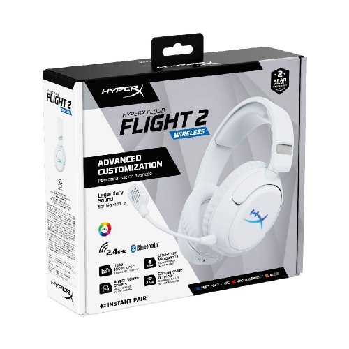 Наушники HyperX Cloud Flight 2 Wireless (B5VC5AA) White купить в Украине: Киев, Днепр, Харьков, Одесса  | Низкая цена, отзывы, характеристики от TELEMART фото