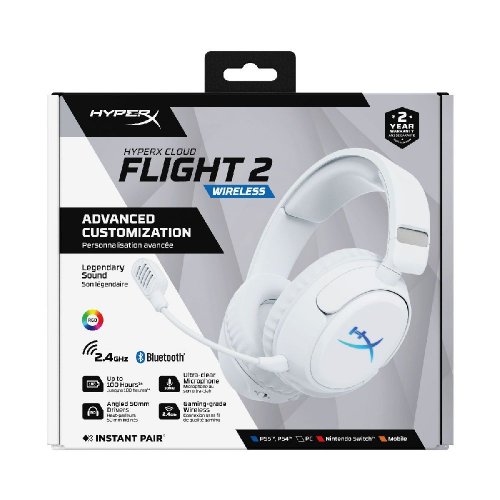 Наушники HyperX Cloud Flight 2 Wireless (B5VC5AA) White купить в Украине: Киев, Днепр, Харьков, Одесса  | Низкая цена, отзывы, характеристики от TELEMART фото