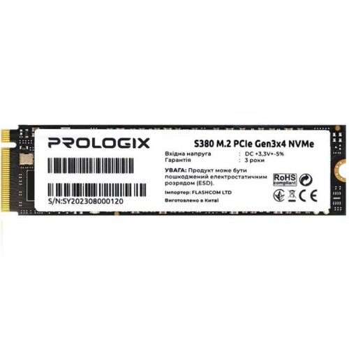 Уцінка ssd-диск Prologix S380 3D TLC 256GB M.2 (2280 PCI-E) NVMe x4 (PRO256GS380) (Розкрита упаковка, 885794) купити в Україні: Київ, Львів, Хмельницький, Тернопіль, Івано-Франківськ | Перевірка сумісності, низька ціна, відгуки, характеристики від TELEMART фото