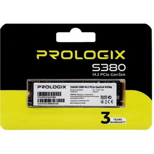 Уцінка ssd-диск Prologix S380 3D TLC 256GB M.2 (2280 PCI-E) NVMe x4 (PRO256GS380) (Розкрита упаковка, 885794) купити в Україні: Київ, Львів, Хмельницький, Тернопіль, Івано-Франківськ | Перевірка сумісності, низька ціна, відгуки, характеристики від TELEMART фото