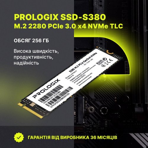 Уцінка ssd-диск Prologix S380 3D TLC 256GB M.2 (2280 PCI-E) NVMe x4 (PRO256GS380) (Розкрита упаковка, 885794) купити в Україні: Київ, Львів, Хмельницький, Тернопіль, Івано-Франківськ | Перевірка сумісності, низька ціна, відгуки, характеристики від TELEMART фото