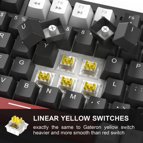 Уцінка клавіатура MageGee MK-Star 75 Yellow Switch (6971969727236-UA) White/Black/Red (Пошкоджено пакування, 885848) купити в Україні: Київ, Львів, Хмельницький, Тернопіль, Івано-Франківськ | Низька ціна, відгуки, характеристики від TELEMART фото