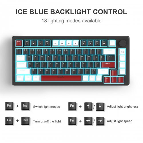 Уцінка клавіатура MageGee MK-Star 75 Yellow Switch (6971969727236-UA) White/Black/Red (Пошкоджено пакування, 885848) купити в Україні: Київ, Львів, Хмельницький, Тернопіль, Івано-Франківськ | Низька ціна, відгуки, характеристики від TELEMART фото