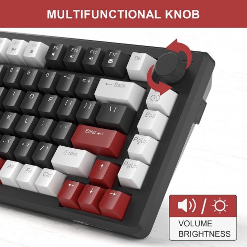 Уцінка клавіатура MageGee MK-Star 75 Yellow Switch (6971969727236-UA) White/Black/Red (Пошкоджено пакування, 885848) купити в Україні: Київ, Львів, Хмельницький, Тернопіль, Івано-Франківськ | Низька ціна, відгуки, характеристики від TELEMART фото
