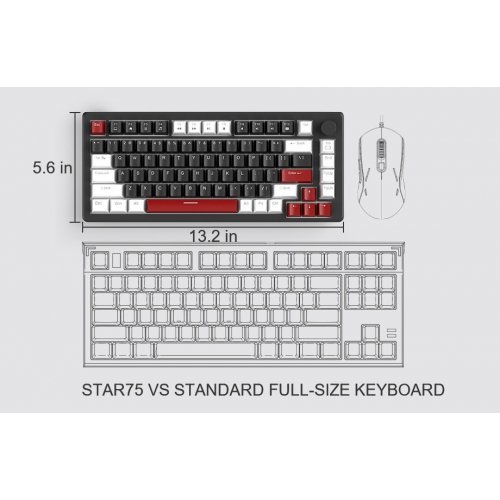 Уцінка клавіатура MageGee MK-Star 75 Yellow Switch (6971969727236-UA) White/Black/Red (Пошкоджено пакування, 885848) купити в Україні: Київ, Львів, Хмельницький, Тернопіль, Івано-Франківськ | Низька ціна, відгуки, характеристики від TELEMART фото
