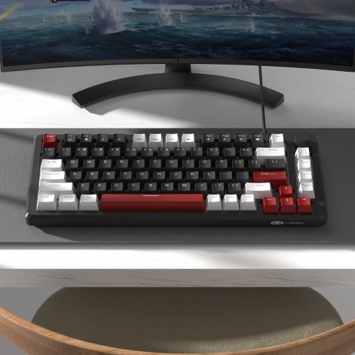 Уцінка клавіатура MageGee MK-Star 75 Yellow Switch (6971969727236-UA) White/Black/Red (Пошкоджено пакування, 885848) купити в Україні: Київ, Львів, Хмельницький, Тернопіль, Івано-Франківськ | Низька ціна, відгуки, характеристики від TELEMART фото