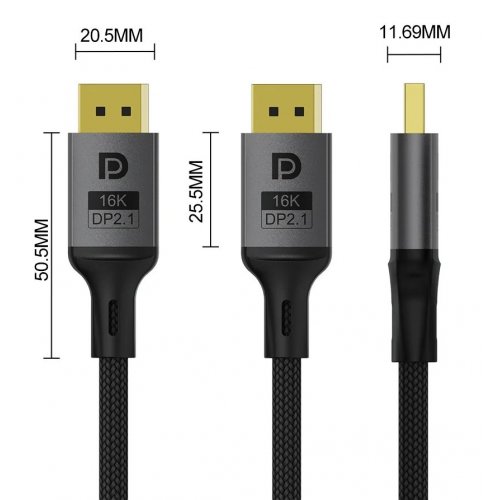 Уценка кабель ColorWay DisplayPort to DisplayPort V2.1 16K 1.5m (CW-CBDP091-BK) Black (Вскрытая упаковка, 886001) купить в Украине: Киев, Днепр, Харьков, Одесса  | Низкая цена, отзывы, характеристики от TELEMART фото