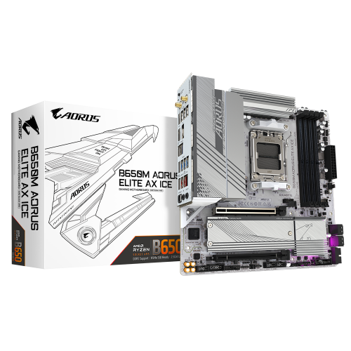 Уценка материнская плата Gigabyte B650M AORUS ELITE AX ICE (sAM5, AMD B650) (Вскрытая упаковка, 886045) купить в Украине: Киев, Днепр, Харьков, Одесса  | Проверка совместимости, низкая цена, отзывы, характеристики от TELEMART фото