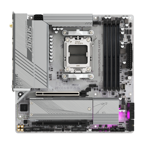 Уценка материнская плата Gigabyte B650M AORUS ELITE AX ICE (sAM5, AMD B650) (Вскрытая упаковка, 886045) купить в Украине: Киев, Днепр, Харьков, Одесса  | Проверка совместимости, низкая цена, отзывы, характеристики от TELEMART фото