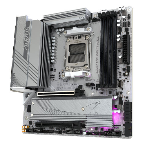 Уценка материнская плата Gigabyte B650M AORUS ELITE AX ICE (sAM5, AMD B650) (Вскрытая упаковка, 886045) купить в Украине: Киев, Днепр, Харьков, Одесса  | Проверка совместимости, низкая цена, отзывы, характеристики от TELEMART фото