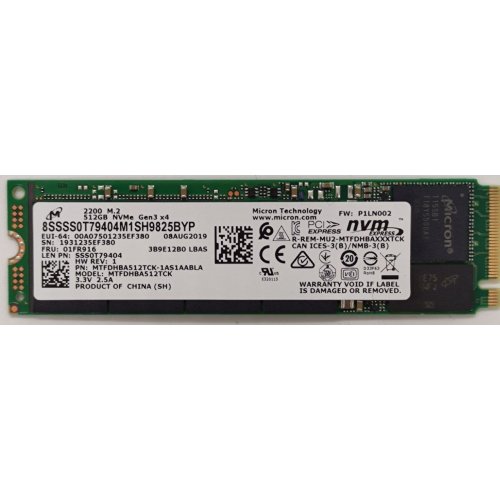 Ssd-диск Micron 2200 512Gb (2280 PCI-E) NVMe (MTFDHBA512TCK-1AS1AABYY) (Відновлено продавцем, 886094) купити в Україні: Київ, Львів, Хмельницький, Тернопіль, Івано-Франківськ | Перевірка сумісності, низька ціна, відгуки, характеристики від TELEMART фото