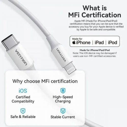 Уценка кабель Vention USB Type-C to Lightning 30W 2m (LAKBH) Black (Повреждена упаковка, 886113) купить в Украине: Киев, Днепр, Харьков, Одесса  | Низкая цена, отзывы, характеристики от TELEMART фото