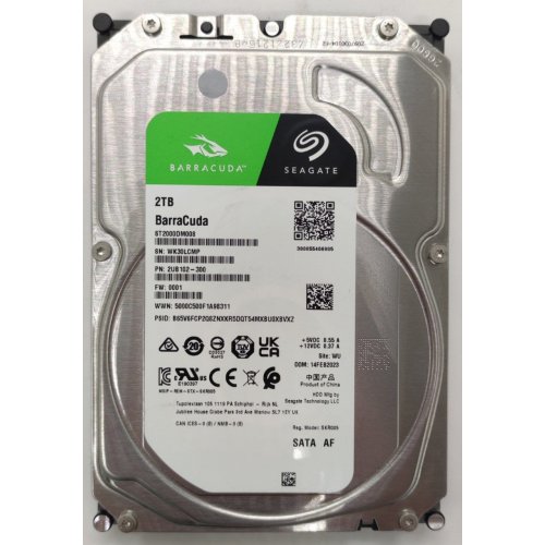 Жорсткий диск Seagate BarraCuda 2TB 256MB 7200RPM 3.5" (ST2000DM008) (Відновлено продавцем, 886121) купити в Україні: Київ, Львів, Хмельницький, Тернопіль, Івано-Франківськ | Перевірка сумісності, низька ціна, відгуки, характеристики від TELEMART фото