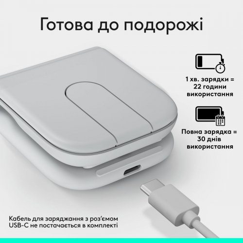 Мышка Logitech Mobi Fold Wireless (910-007631) Off-White купить в Украине: Киев, Днепр, Харьков, Одесса  | Низкая цена, отзывы, характеристики от TELEMART фото