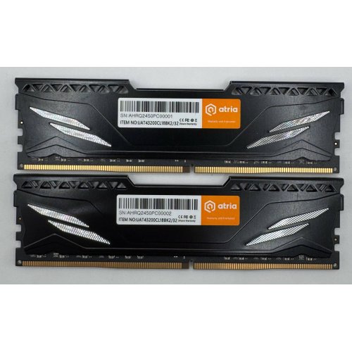 Озп ATRIA DDR4 32GB (2x16GB) 3200Mhz Fly Black (UAT43200CL18BK2/32) (Відновлено продавцем, 886321) купити в Україні: Київ, Львів, Хмельницький, Тернопіль, Івано-Франківськ | Перевірка сумісності, низька ціна, відгуки, характеристики від TELEMART фото