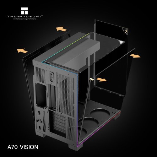 Корпус Thermalright TR-A70 Vision FAN5-M без БЖ Black купити в Україні: Київ, Львів, Хмельницький, Тернопіль, Івано-Франківськ | Перевірка сумісності, низька ціна, відгуки, характеристики від TELEMART фото