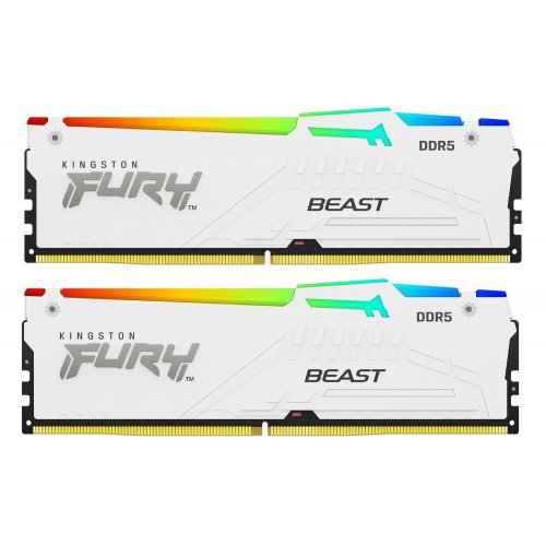Озп Kingston DDR5 32GB (2x16GB) 6000Mhz FURY Beast RGB White (KF560C36BWEAK2-32) (Відновлено продавцем, 886415) купити в Україні: Київ, Львів, Хмельницький, Тернопіль, Івано-Франківськ | Перевірка сумісності, низька ціна, відгуки, характеристики від TELEMART фото