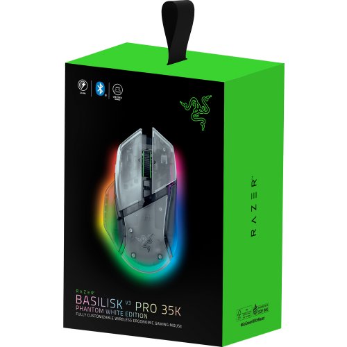 Мышка Razer Basilisk V3 Pro 35K Wireless (RZ01-05240400-R3G1) Phantom White купить в Украине: Киев, Днепр, Харьков, Одесса  | Низкая цена, отзывы, характеристики от TELEMART фото