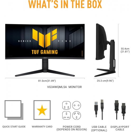 Монітор Asus 34" TUF Gaming VG34WQL5A (90LM0CI1-B01171) Black купити в Україні: Київ, Львів, Хмельницький, Тернопіль, Івано-Франківськ | Низька ціна, відгуки, характеристики від TELEMART фото