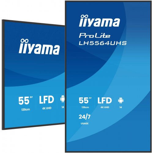 Монитор Iiyama 55" ProLite LH5564UHS-B1AG Black купить в Украине: Киев, Днепр, Харьков, Одесса  | Низкая цена, отзывы, характеристики от TELEMART фото
