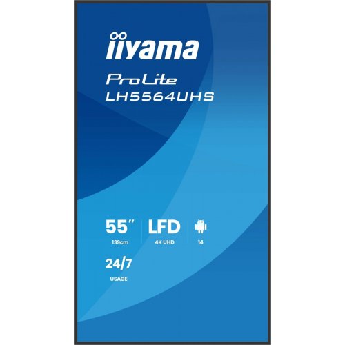 Монитор Iiyama 55" ProLite LH5564UHS-B1AG Black купить в Украине: Киев, Днепр, Харьков, Одесса  | Низкая цена, отзывы, характеристики от TELEMART фото