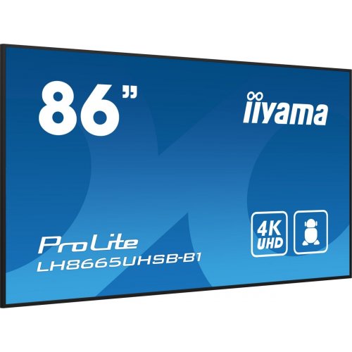 Монітор Iiyama 86" ProLite LH8665UHSB-B1 Black купити в Україні: Київ, Львів, Хмельницький, Тернопіль, Івано-Франківськ | Низька ціна, відгуки, характеристики від TELEMART фото