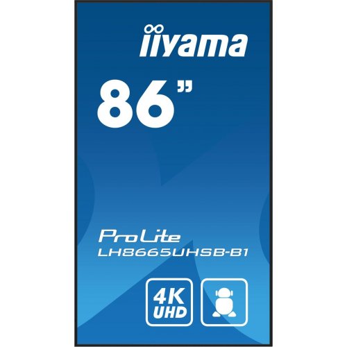Монітор Iiyama 86" ProLite LH8665UHSB-B1 Black купити в Україні: Київ, Львів, Хмельницький, Тернопіль, Івано-Франківськ | Низька ціна, відгуки, характеристики від TELEMART фото