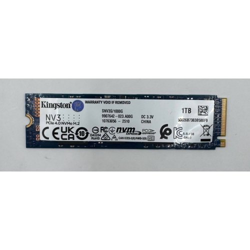 Ssd-диск Kingston NV3 3D NAND 1TB M.2 (2280 PCI-E) NVMe x4 (SNV3S/1000G) (Відновлено продавцем, 886672) купити в Україні: Київ, Львів, Хмельницький, Тернопіль, Івано-Франківськ | Перевірка сумісності, низька ціна, відгуки, характеристики від TELEMART фото