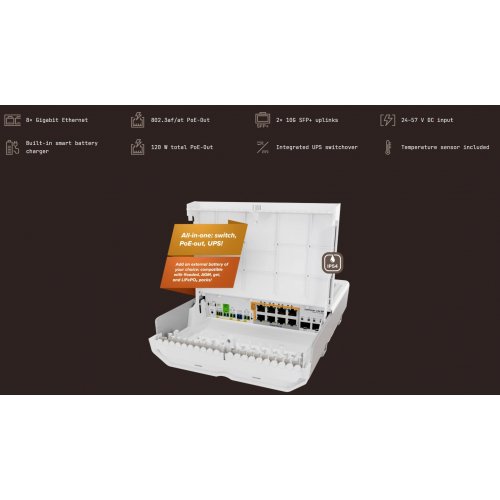 Сетевой коммутатор Mikrotik netPower Lite 8P (CSS610-8P-2S+OUT) купить в Украине: Киев, Днепр, Харьков, Одесса  | Низкая цена, отзывы, характеристики от TELEMART фото