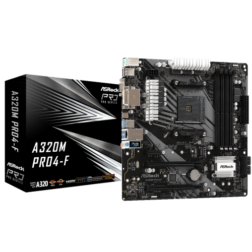 Материнская плата AsRock A320M Pro4-F (sAM4, AMD A320) (Восстановлено продавцом, 887233) купить в Украине: Киев, Днепр, Харьков, Одесса  | Проверка совместимости, низкая цена, отзывы, характеристики от TELEMART фото