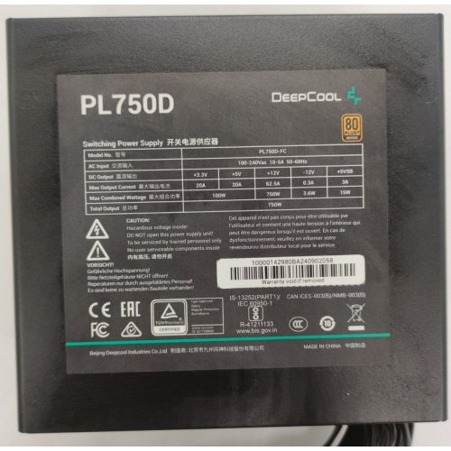 Блок питания Deepcool PL750D 750W (R-PL750D-FC0B-EU) (Восстановлено продавцом, 887240) купить в Украине: Киев, Днепр, Харьков, Одесса  | Проверка совместимости, низкая цена, отзывы, характеристики от TELEMART фото