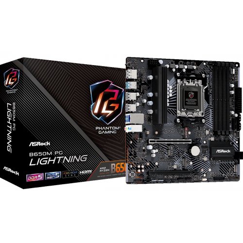 Уцінка материнська плата AsRock B650M PG Lightning (sAM5, AMD B650) (Розкрита упаковка, 887758) купити в Україні: Київ, Львів, Хмельницький, Тернопіль, Івано-Франківськ | Перевірка сумісності, низька ціна, відгуки, характеристики від TELEMART фото